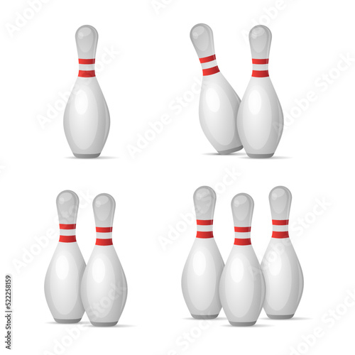 Bowling Pin icons Set on White Background. Vector
