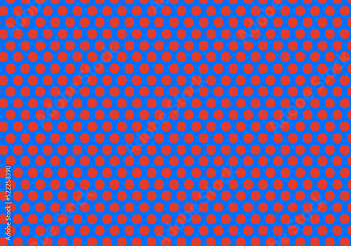 Estampado de lunares rojo sobre fondo azul