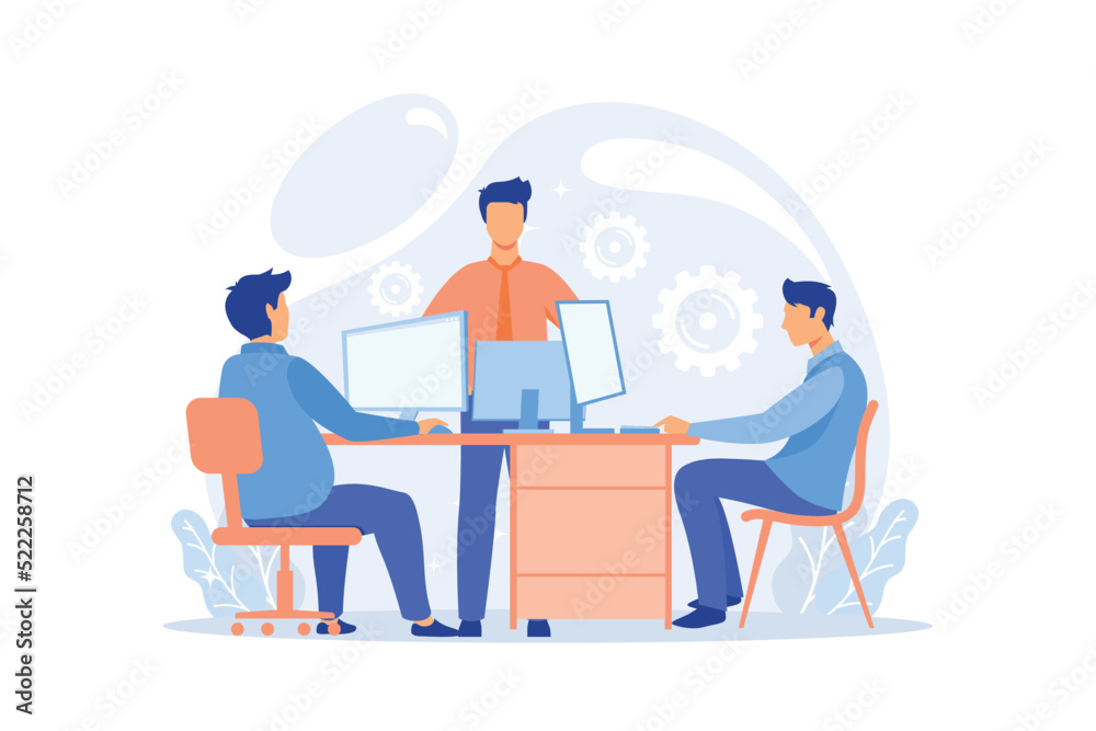 Computer Lab Advanced computer skills, information technology learning, university on demand laboratory, college tech classroom equipment flat design modern illustration Computer Lab Advanced computer skills, information technology learning, university on demand laboratory, college tech classroom equipment flat design modern illustration