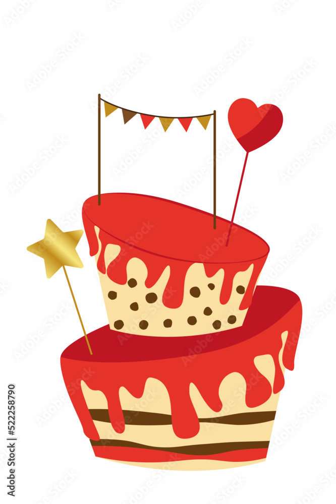 tort urodziny wesele święta smaczny pieczony zdobiony ciacho ciastko bułka - obrazy, fototapety, plakaty 