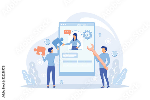 FAQ website support page, guides page. frequently asked questions or questions and answers, client or customer support, product and service information flat modern design illustration