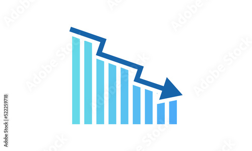 Cost reduce icon. Arrow down, graph analysis. Vector illustration, Simple symbol business isolated