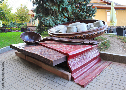 Monument to dumplings in Poltava, Ukraine photo