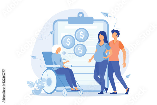 Leave on social groundsz, Labour code, special leave, absence from work, pregnant woman, family with children, care for sick, paid vacation Flat vector Modern illustration