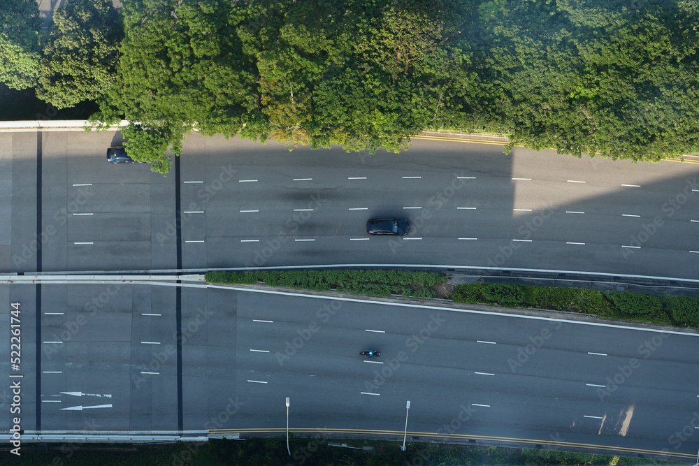 top view of cars on road in singapore top view of cars on road in singapore