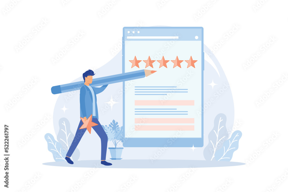 Feedback Corporate website, menu bar, customer feedback page, leave you opinion, site navigation, user experience, web element, impression flat design modern illustration