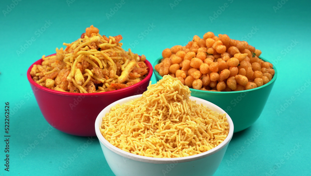 Indian Snacks, Traditional Indian deep fried salty dish called chivda