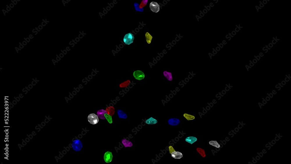 Falling colorful diamonds on the ground motion graphics with night background Falling colorful diamonds on the ground motion graphics with night background