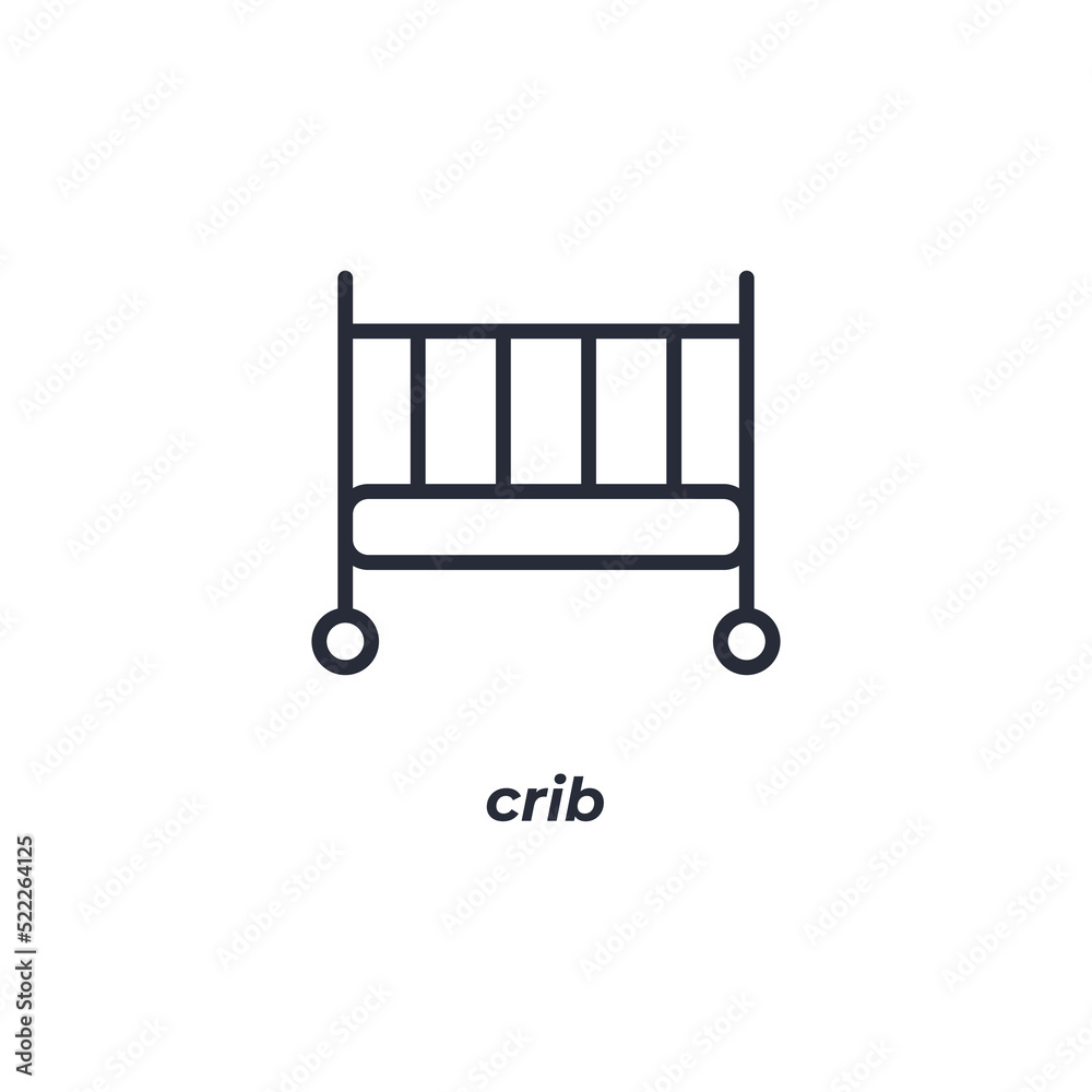 crib line icon. linear style sign for mobile concept and web design. Outline vector icon. Symbol, logo illustration. Vector graphics crib line icon. linear style sign for mobile concept and web design. Outline vector icon. Symbol, logo illustration. Vector graphics