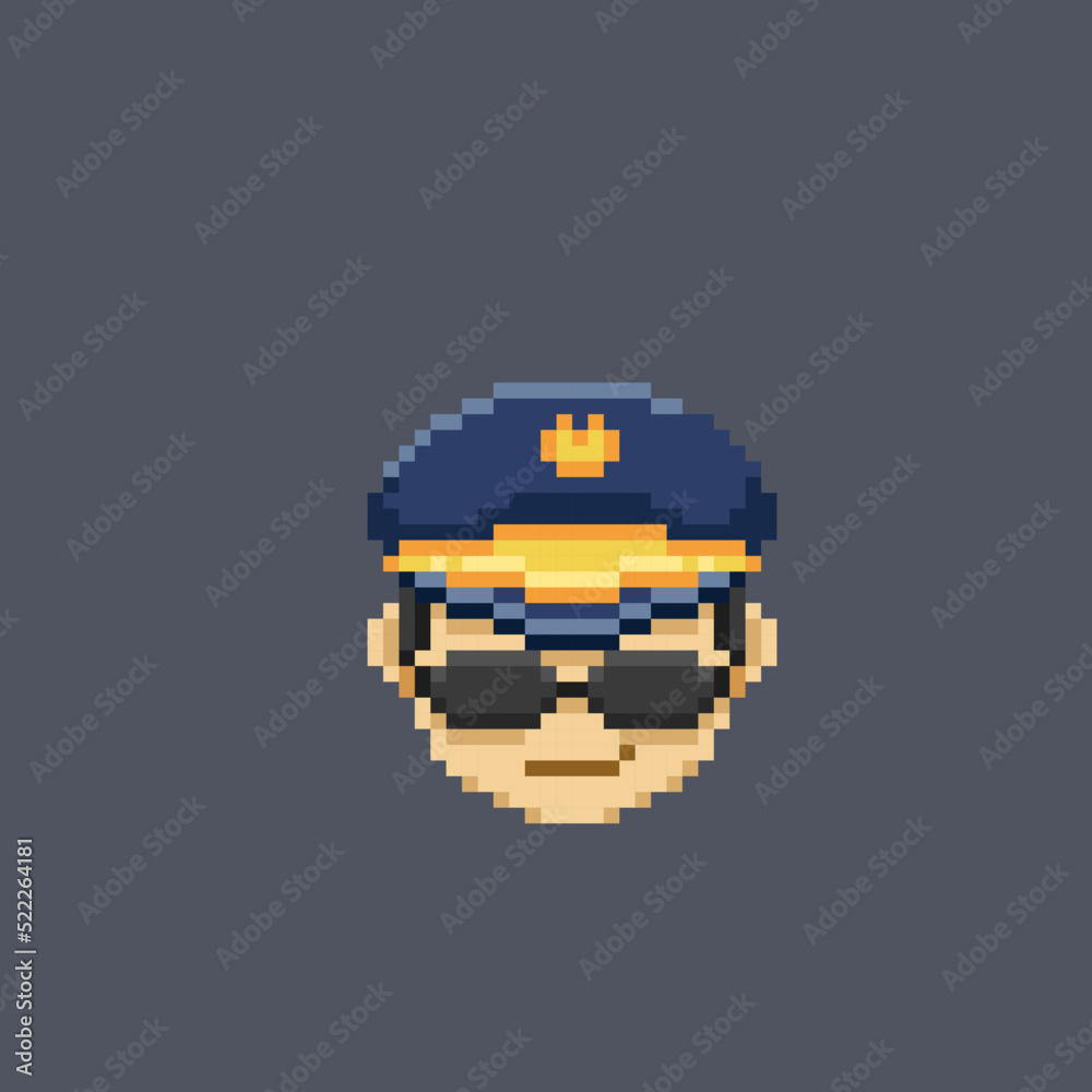 pilot head in pixel art style Stock Vector Adobe Stock