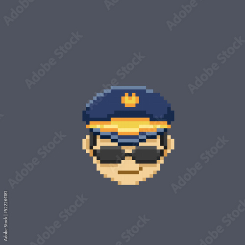 pilot head in pixel art style