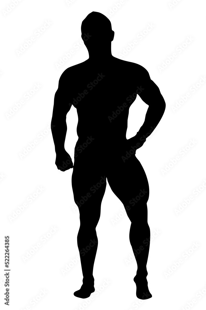 black silhouette of a man with muscles, an athlete black silhouette of a man with muscles, an athlete