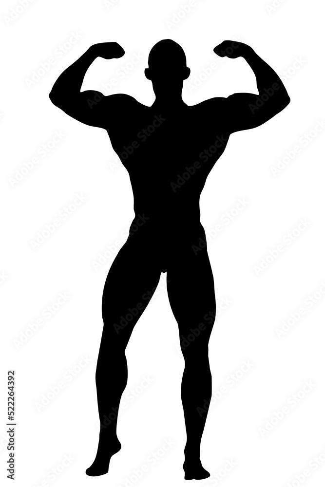 black silhouette of a man with muscles, an athlete black silhouette of a man with muscles, an athlete