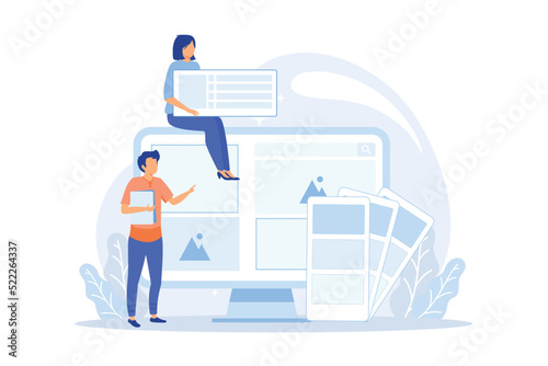 Typography Web design company, page headline, text size, body copy, read online, frontend development, CSS, screen resolution, browser flat design modern illustration