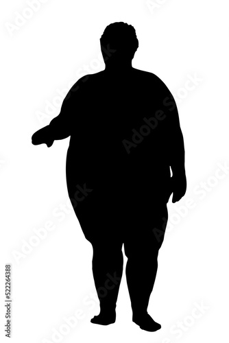 Black silhouette of a fat woman on a white background
