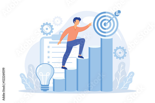 Business mission Mission statement, business goals and philosophy, company vision, core values, customer engagement, loyalty and satisfaction flat design modern illustration