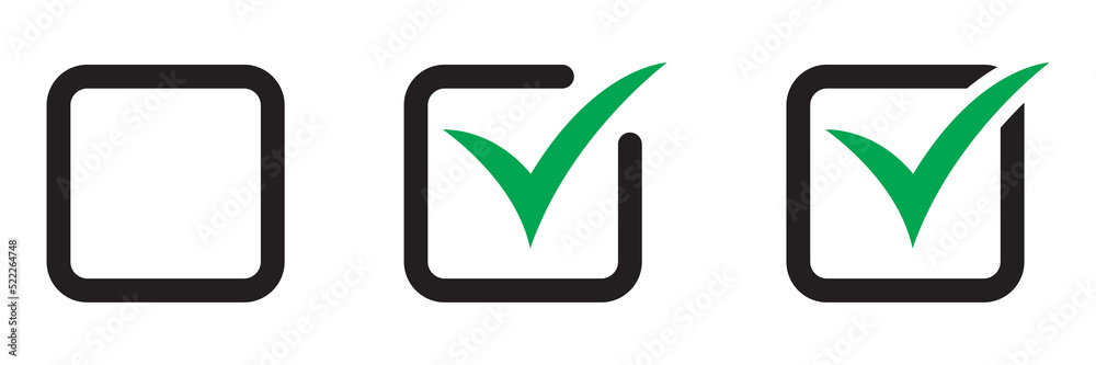 Checkbox set with blank and checked checkbox vector icon. Checkbox set with blank and checked checkbox vector icon.