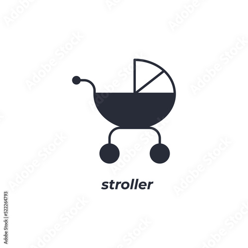 stroller vector icon. filled flat sign for mobile concept and web design. Symbol, logo illustration. Vector graphics