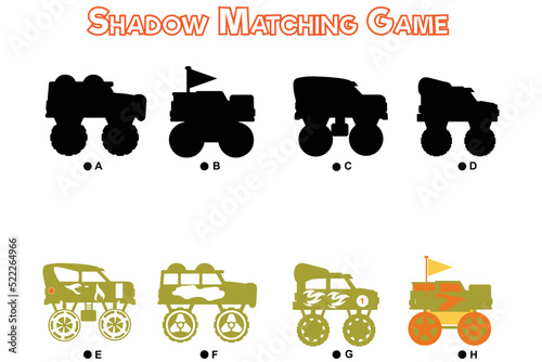 Find the shadow of Monster Trucks, kid’s game.