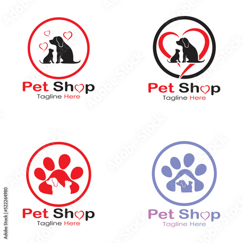pet shop logo design icon illustration template vector with modern concept