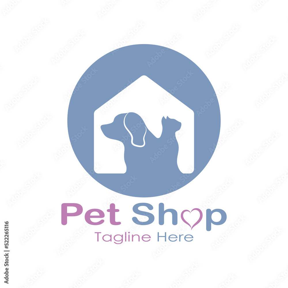 Obraz premium pet shop logo design icon illustration template vector with modern concept