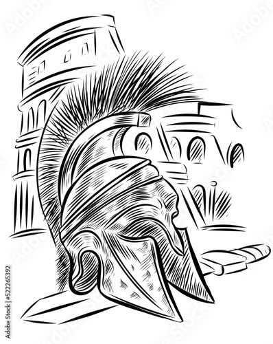 illustration Centurion Roman Soldier with colosseum