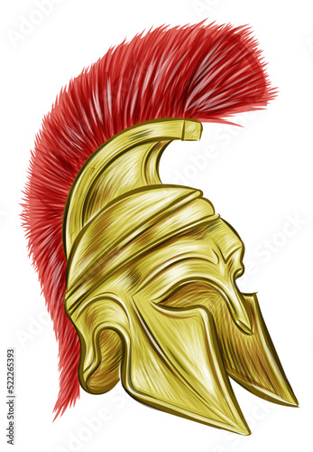 An illustration of a gladiator helmet
