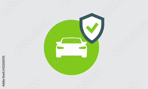 Car shield insurance icon. Auto safety symbol. Simple transport vector illustration accident concept design element graphic