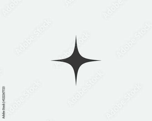 Star icon, vector shape. Abstract design spark sign. Black and white silhouette