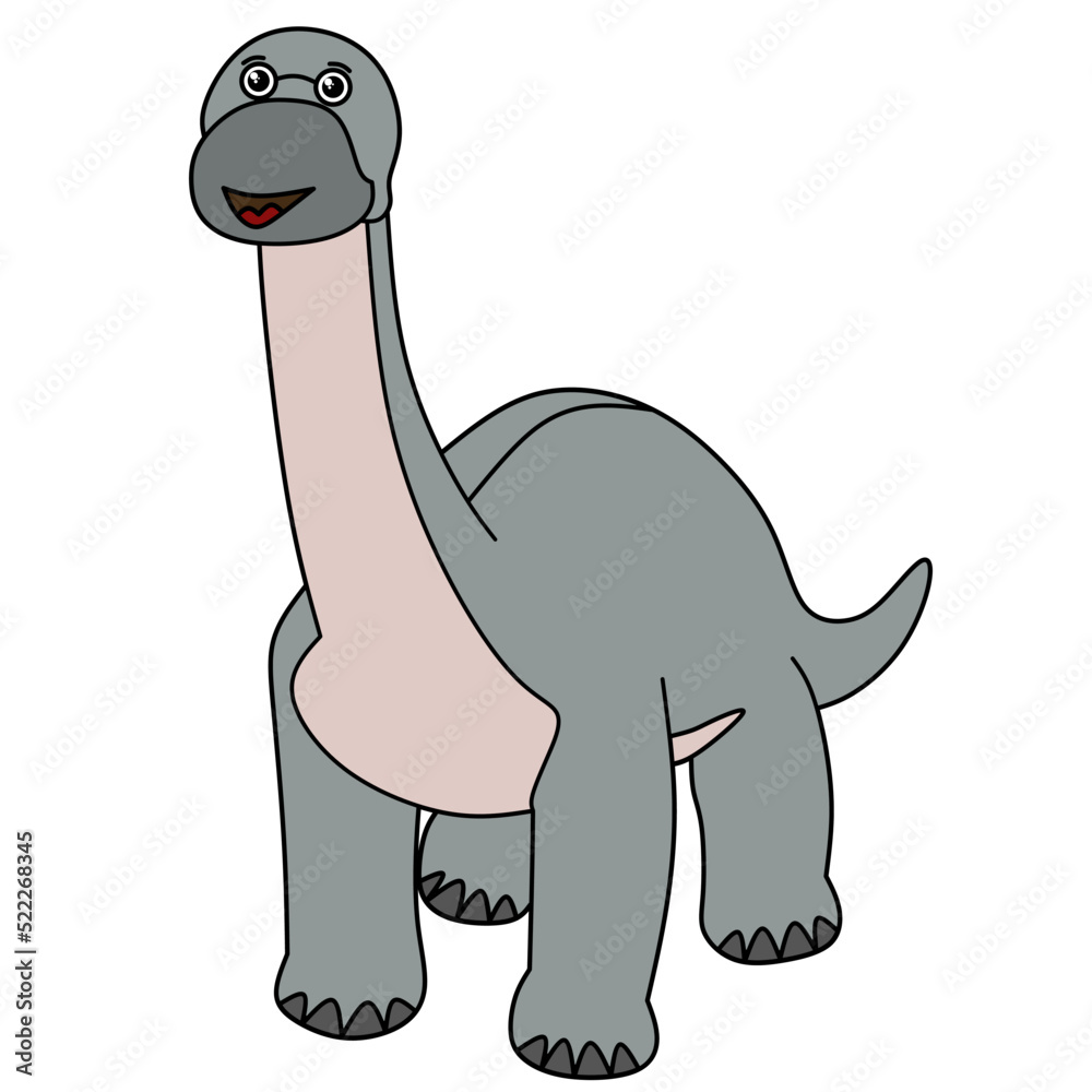 cute long neck dinosaur character drawing vector
