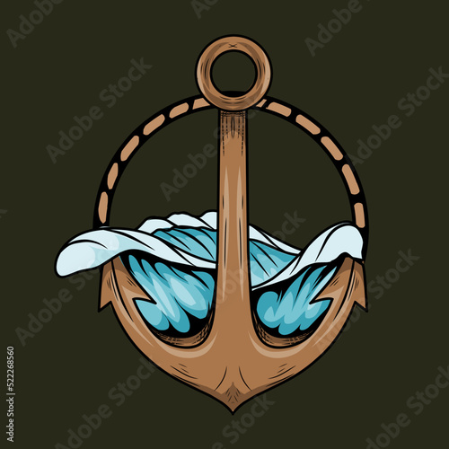 illustration vector of anchor,marine,rope,perfect for print,apparel,etc.