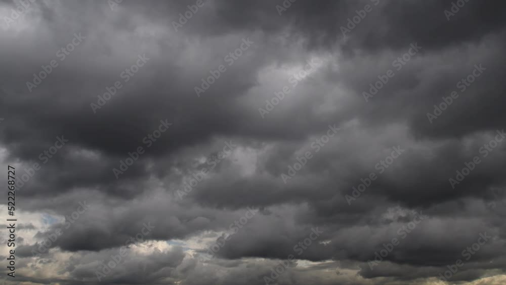 Sky with dark storm clouds. Powerful rain clouds portend a threat.