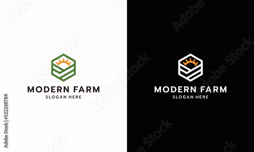 Farm landscape modern logo vector illustrator simple elegant