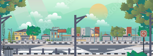 illustration city street vector flat design