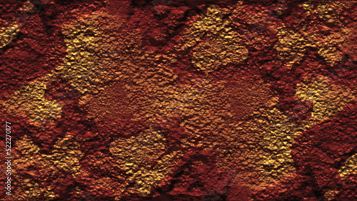 Abstract burned brick wall background. Modern Solidified volcanic lava texture. Craquelure paints on old walls art background. Background rust. Old Vintage red brick wall.