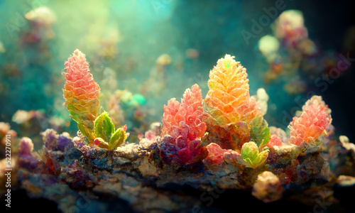 Fototapeta Naklejka Na Ścianę i Meble -  Underwater colorful coral abstract wallpaper. 3D illustration