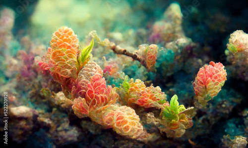 Fototapeta Naklejka Na Ścianę i Meble -  Underwater colorful coral abstract wallpaper. 3D illustration