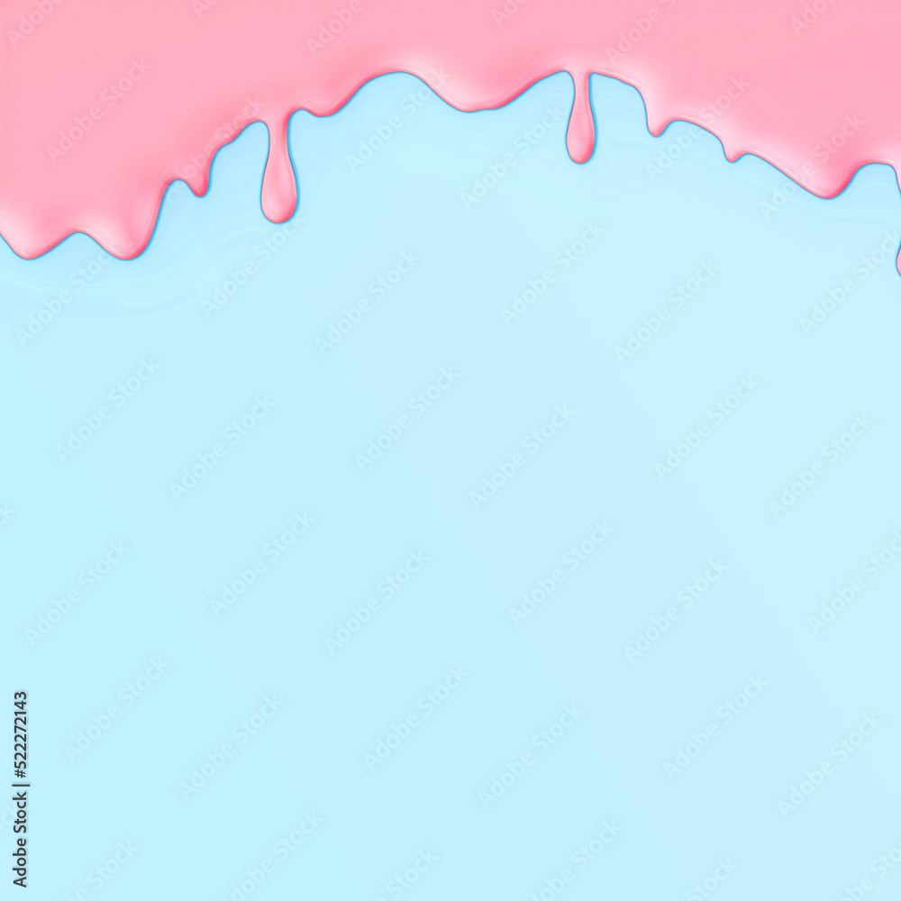 Pink cream droplets on blue wall background Pink cream droplets on blue wall background