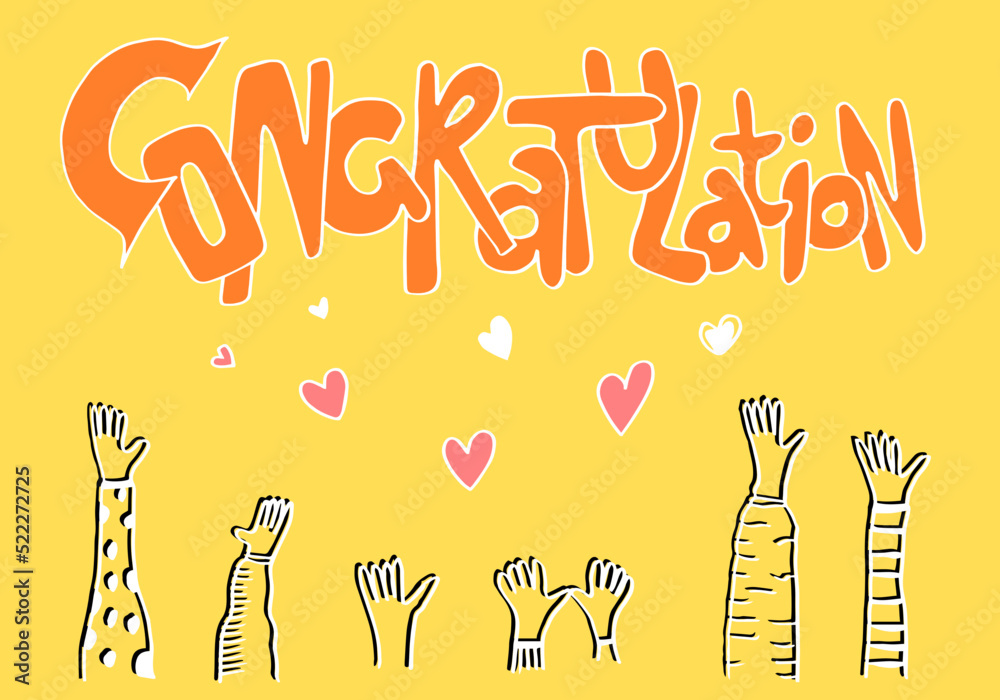 Applause hand draw on yellow background with congratulation text.vector ...