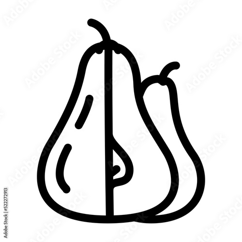 pear two cut line icon vector. pear two cut sign. isolated contour symbol black illustration