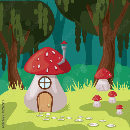 enchanted forest with fungus