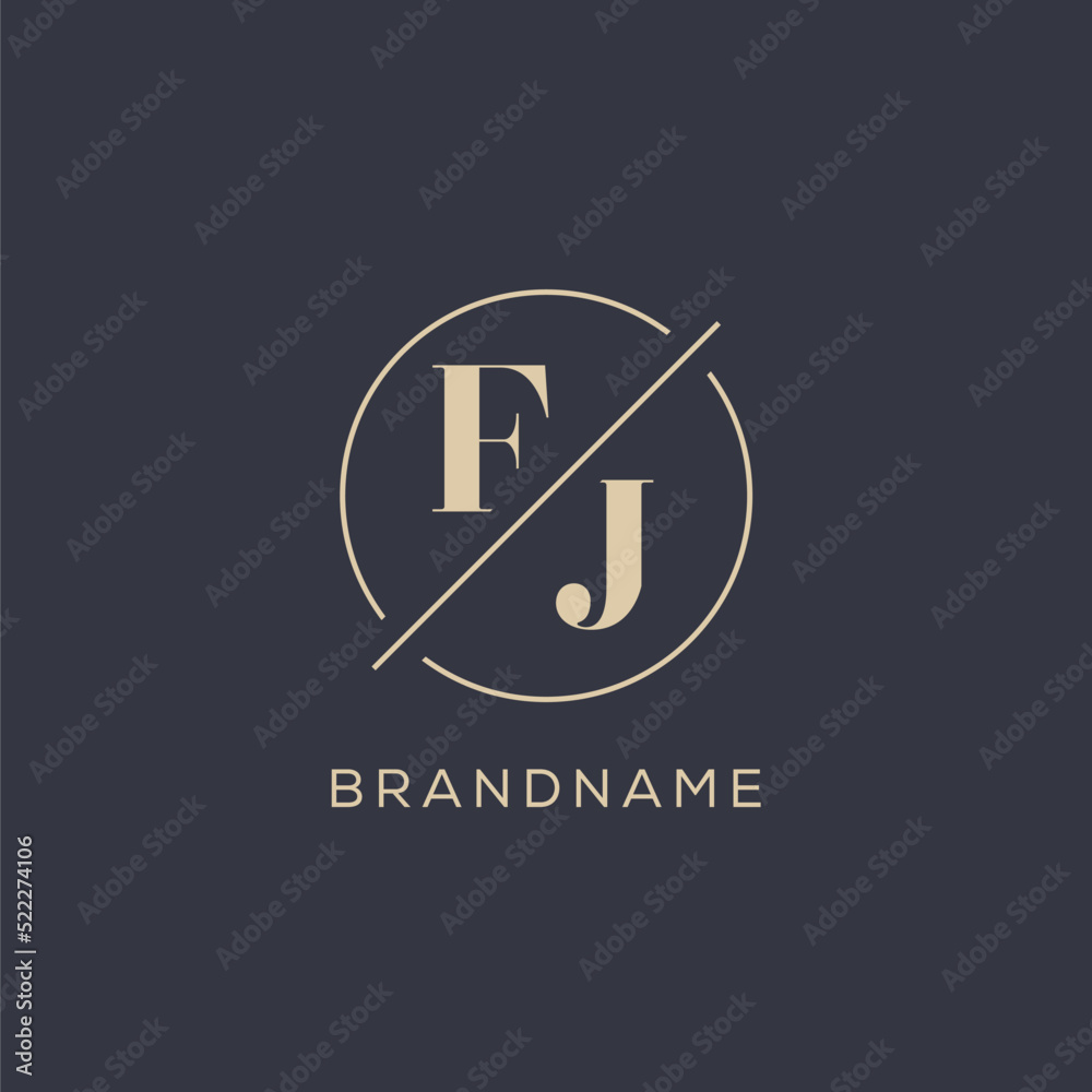 Initial letter FJ logo with simple circle line, Elegant look monogram ...