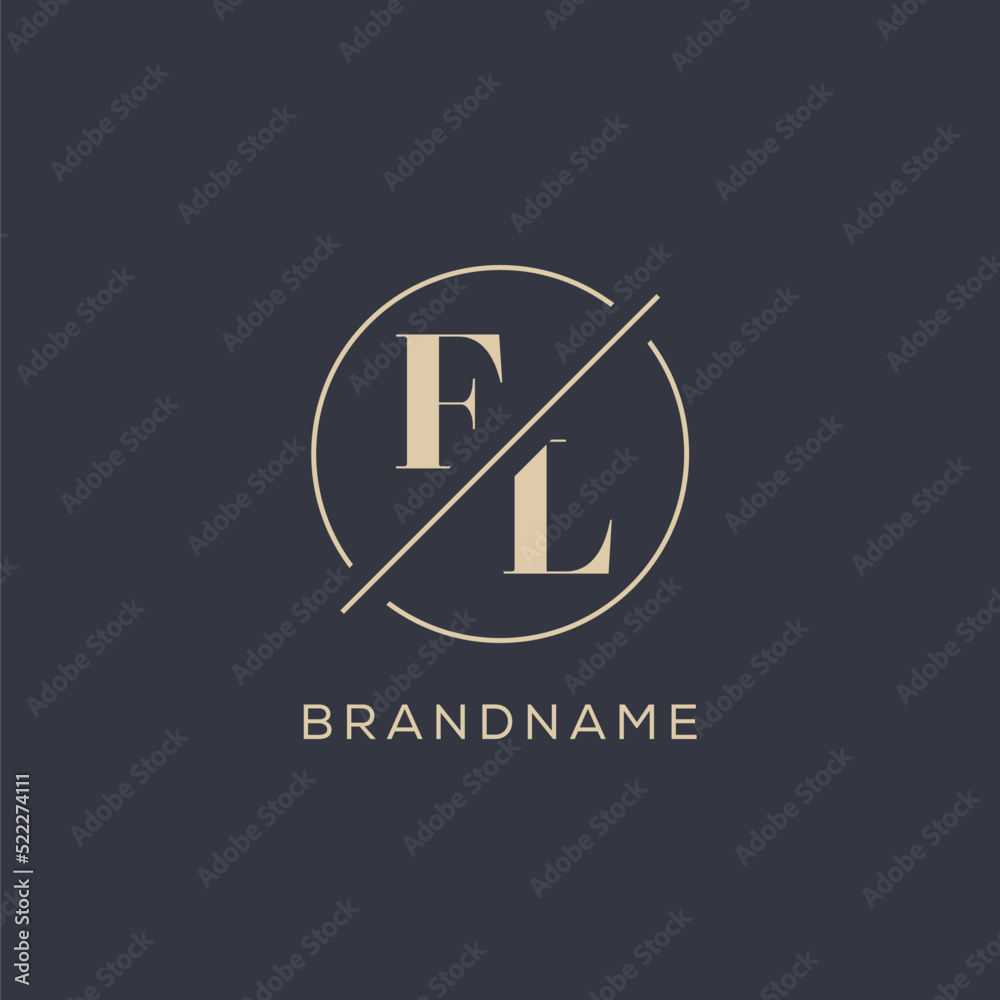 Initial letter FL logo with simple circle line, Elegant look monogram ...
