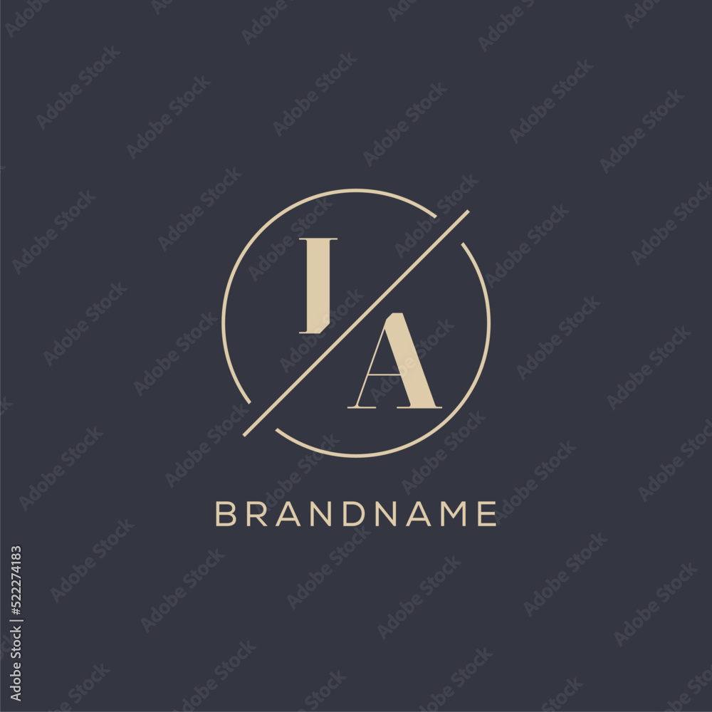 Initial letter IA logo with simple circle line, Elegant look monogram ...