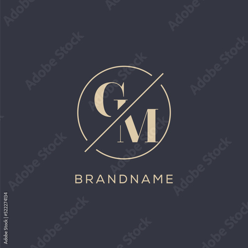 Initial letter GM logo with simple circle line, Elegant look monogram logo style