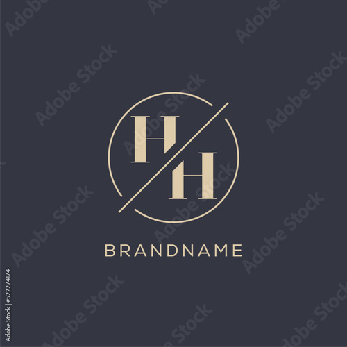 Initial letter HH logo with simple circle line, Elegant look monogram logo style