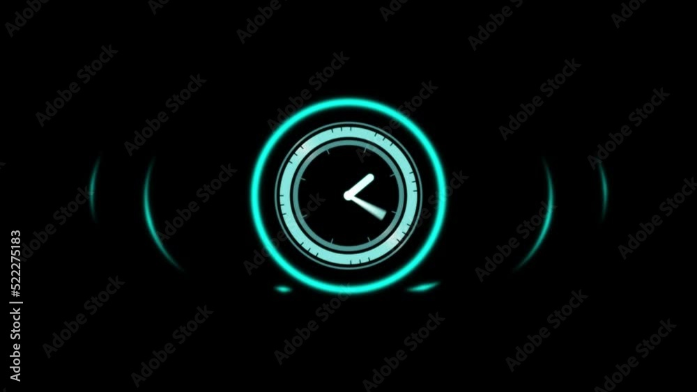 Animation of clock over black background Animation of clock over black background