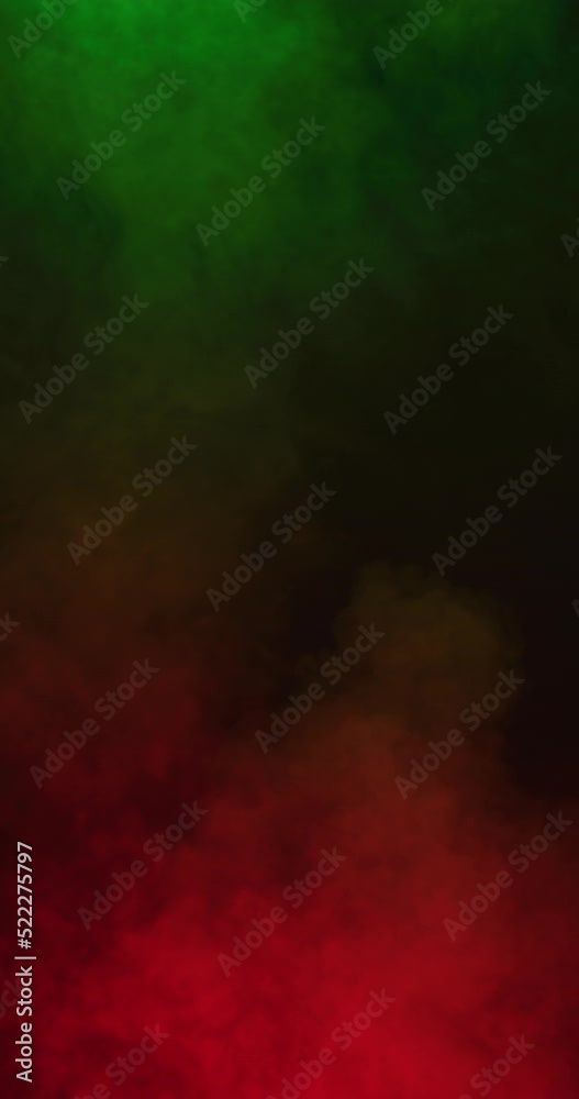 Vertical video of white smoke with green and red light moving on black background Vertical video of white smoke with green and red light moving on black background
