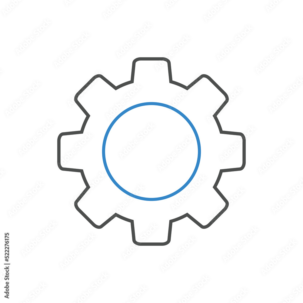 setting/gear icon for ui, social media, website Isolated on white background. Multicolor icon
