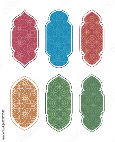 collection set arabian frame border vector flat design